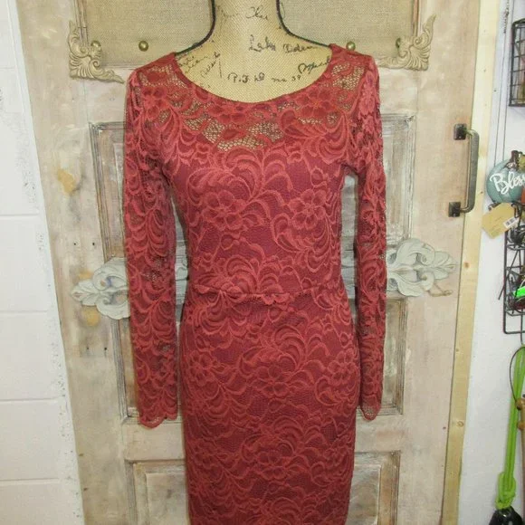 Ambiance Rust Color Large Lace Dress